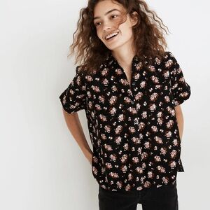 Madewell Black Floral Button Down Shirt